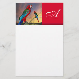 Papeterie PARROTS HYPER / MONOGRAMME ARA ROUGE, blanc