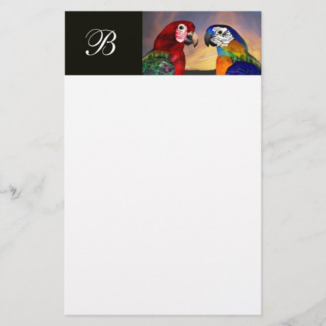 PAPETERIE PARROTS HYPER / MONOGRAMME ARA ROUGE ET BLEU (Devant)