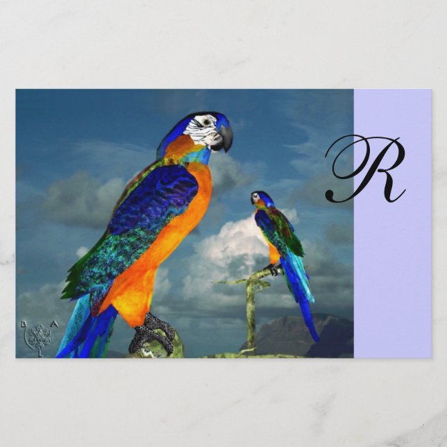 PAPETERIE PARROTS HYPER / MONOGRAMME D'ARA BLEU (Devant)
