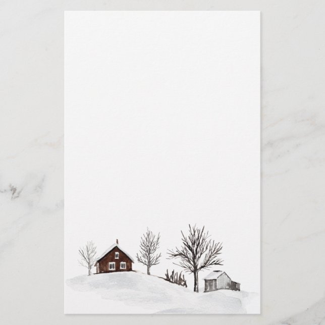 Papeterie Paysage de neige hivernal Cerf (Devant)