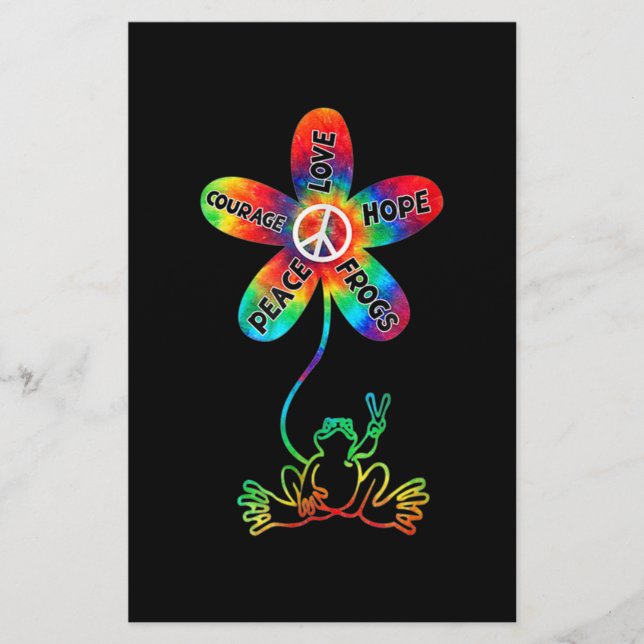 Papeterie Peace Courage Aimer Hope Frogs Hippie (Devant)