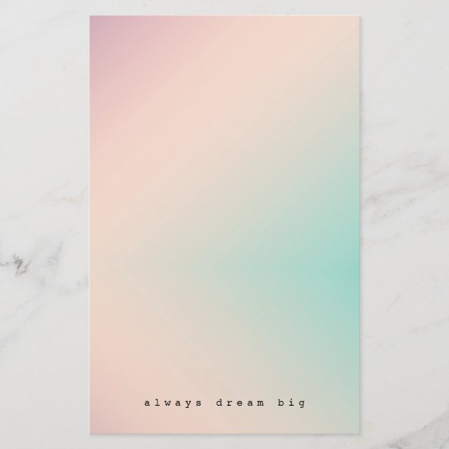 Papeterie Peach Aqua Tie Dye inspiration rêve citation (Devant)