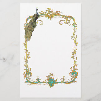 Papeterie Peacock avec cadre Or Ornate
