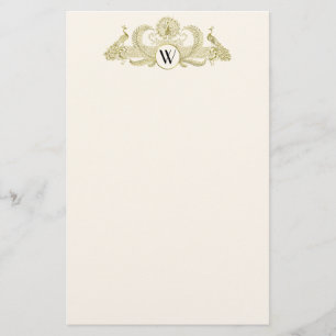 Papeterie Peacocks vintages Monogram Faux Gold Ivory BG