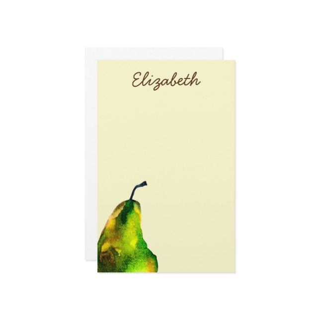 Papeterie Pear art mignon aquarelle fruit (Devant/Arrière en situation)