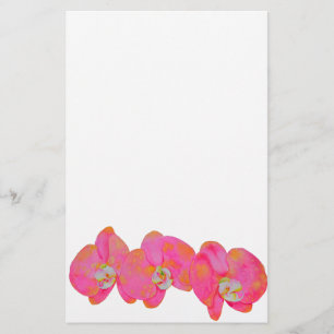 Papeterie Peinture d'aquarelle romantique à l'orchidée rose