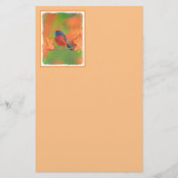 Peinture de la Grive de verger, oiseau chanteur, œ
