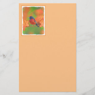 Papeterie Peinture de la Grive de verger, oiseau chanteur, œ