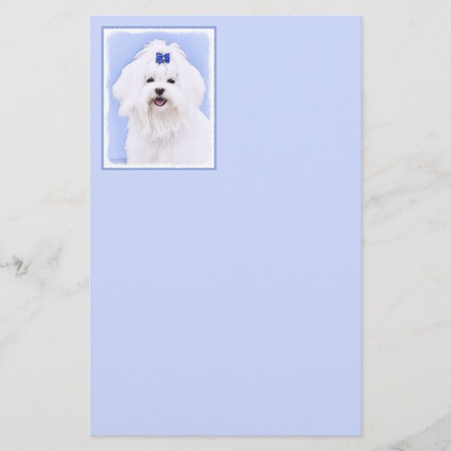Papeterie Peinture maltaise - Joli art original pour chien (Devant)