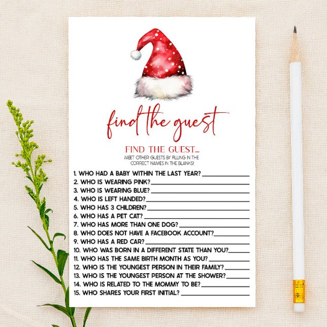 Papeterie Père Noël Christmas Trouver Le Baby shower Invité  (Créateur téléchargé)