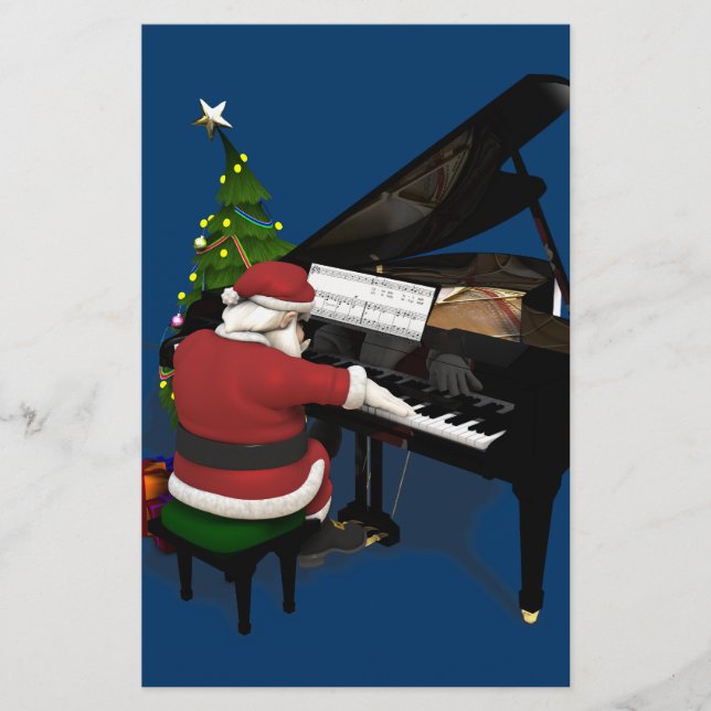 Papeterie Père Noël jouant du piano (Devant)