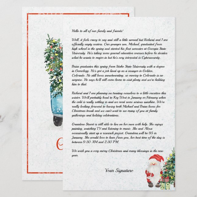 Papeterie Père Noël Snow Christmas Family Newsletter Votre t (Devant / Derrière)