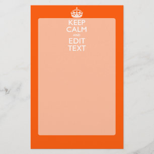 Papeterie Personnalisé GARDER CALME Votre Texte Décor Orange