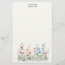 Papeterie personnalisée à l'aquarelle de rose trém