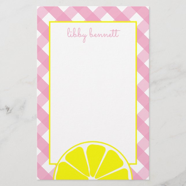 Papeterie personnalisée en limonade rose (Devant)