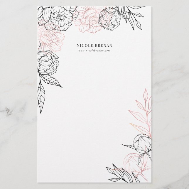 Papeterie personnalisée florale fantaisiste dessin (Devant)