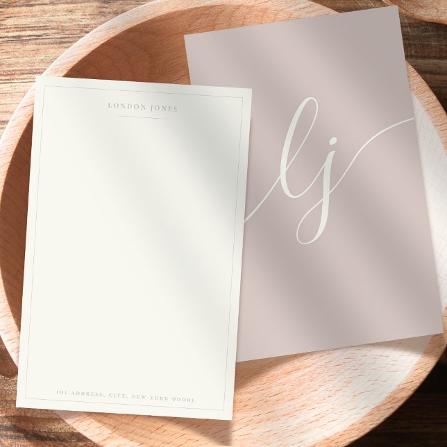 Papeterie personnalisée rose ivoire à motif simple (Créateur téléchargé)