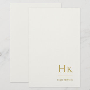 Papeterie personnalisée simple ivoire or monogramm