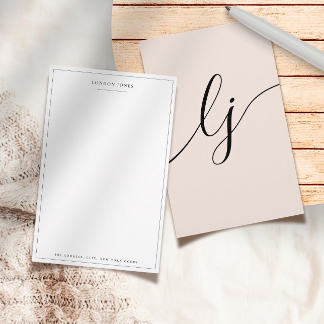 Papeterie personnalisée Simple Script Rose Pâle (Créateur téléchargé)