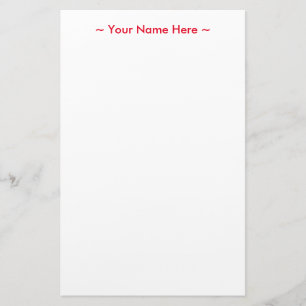 Papeterie personnaliser changement nom texte rouge blanc