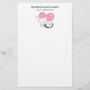 Papeterie Personne Chat Texte mignon Blanc Kitty Chat Dormir