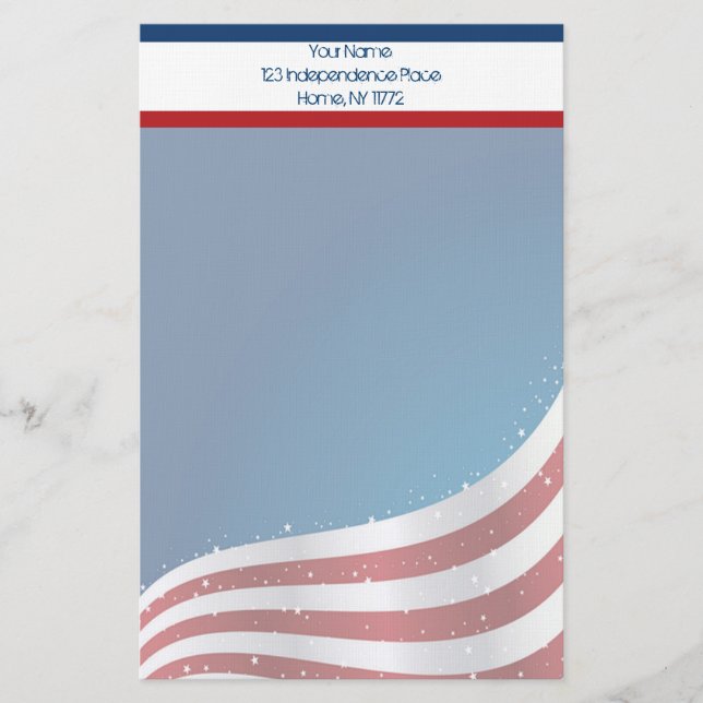 Papeterie personnelle de drapeau américain (Devant)
