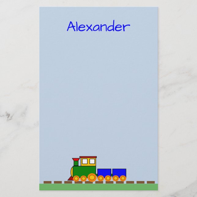 Papeterie Petit train avec le nom du garçon Papier à lettres (Devant)