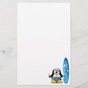 Papeterie Pingouin de surfer avec la crème glacée