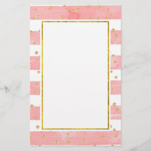Papeterie Pink Blush Stripes with Faux Gold Confeti