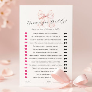 Papeterie Pink Bow Devine Qui Baby shower Jeu