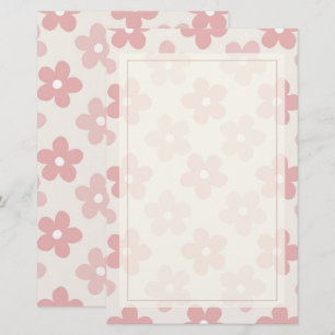 Papeterie Pink Cream Daisy Flowers Retro Pattern