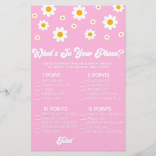 Papeterie Pink Daisy Retro Dans Votre Baby shower Téléphone