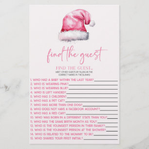 Papeterie Pink Père Noël Trouvez Le Baby shower Invité