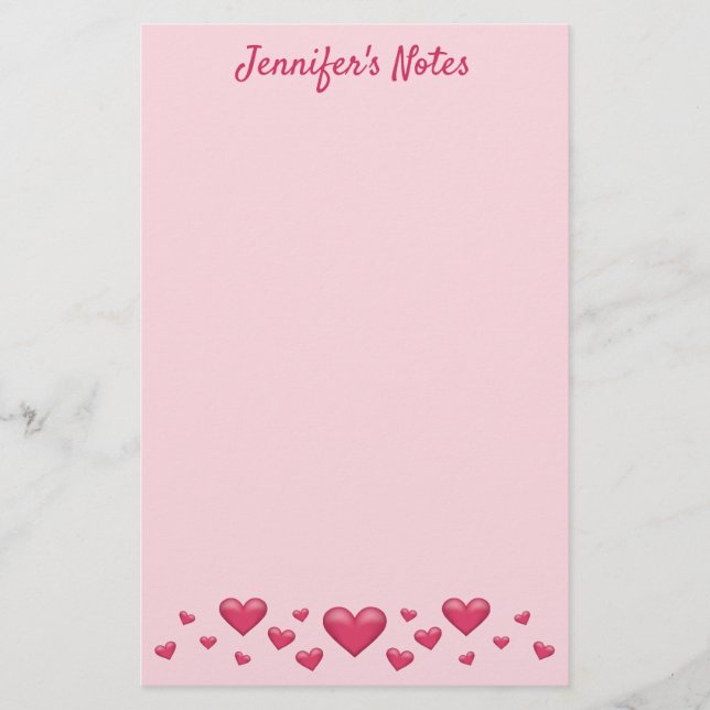 Papeterie Pink Valentine's Day Hearts & Custom Text (Devant)