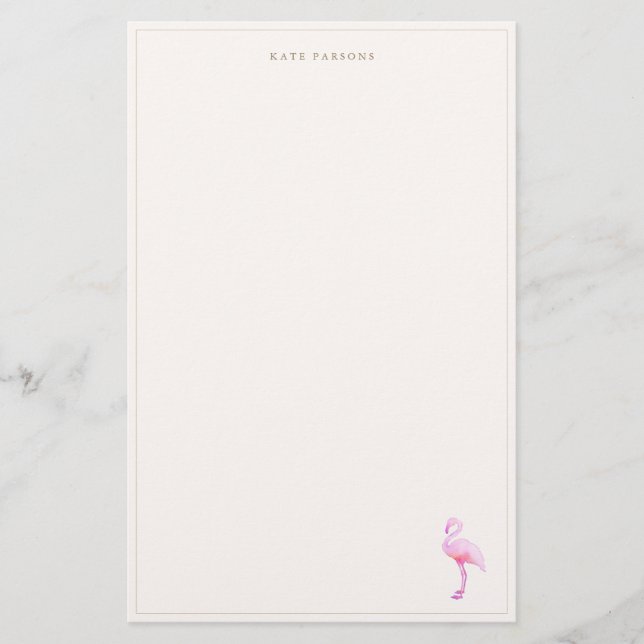 Papeterie Pink Watercolor Flamant rose Bloc-notes (Devant)