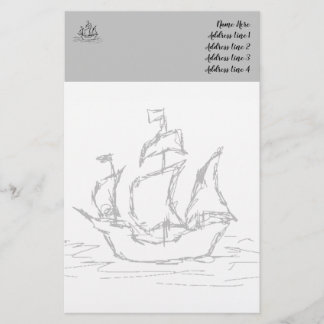 Papeterie Pirate Ship, Sketch Style. Thème Nautique