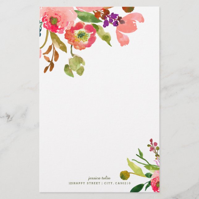 Papeterie PixDezines Aquarelle Floral/do-it-yourself arrière (Devant)