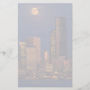 Papeterie Pleine lune au-dessus du ciel du centre-ville de S