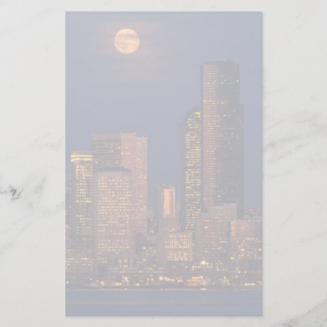 Papeterie Pleine lune au-dessus du ciel du centre-ville de S (Devant)