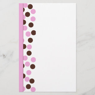 Papeterie Pointe rose et Brown Polka stationnaire