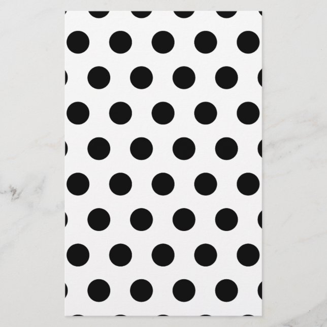 Papeterie Pois noirs et blancs personnalisés (Devant)