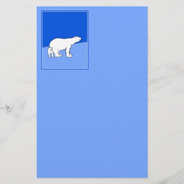 Papeterie Polar Bear Mom and Cub Peinture - Wildlife Art (Devant)