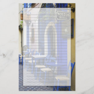 Papeterie Porte colorée bleue et revêtement d'un vieil hôtel