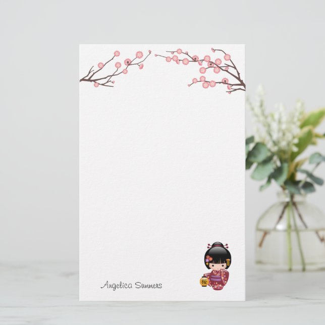 Papeterie Poupée Sakura Kokeshi - Kimono Geisha Girl (Debout devant)