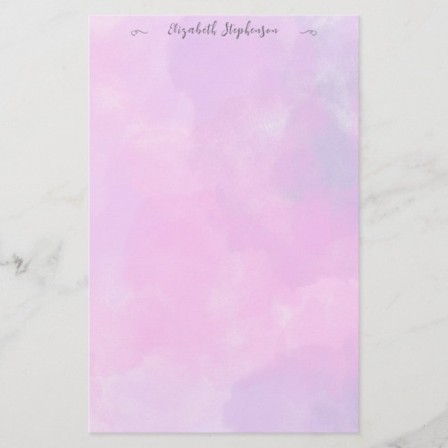 Papeterie Pretty pink feminine watercolor custom name (Devant)
