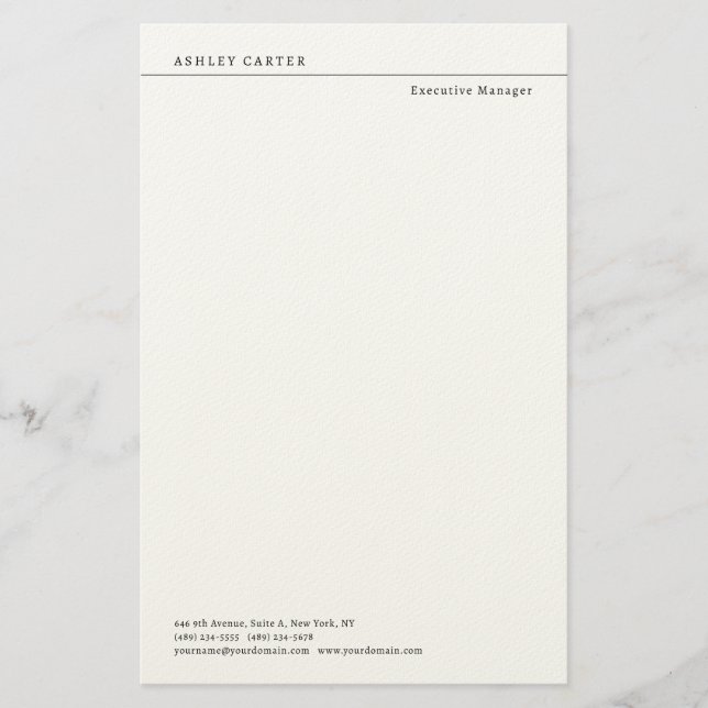 Papeterie Professional elegant white plain minimalist modern (Devant)
