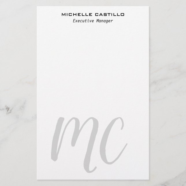 Papeterie Professionnel Moderne Monogrammé Minimaliste (Devant)