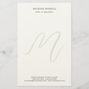 Papeterie Professionnel Plain Moderne Minimaliste Monogrammé