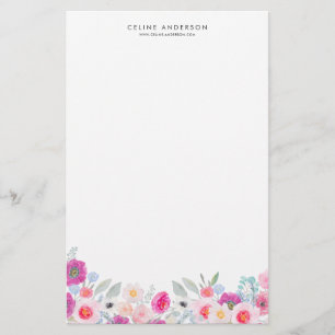 Papeterie Purple et Blush Pastel Floral Garland Personnalise