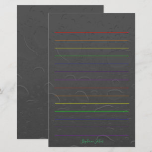 Papeterie Rainbow Lines Nom personnalisé Grey Water Drop Art